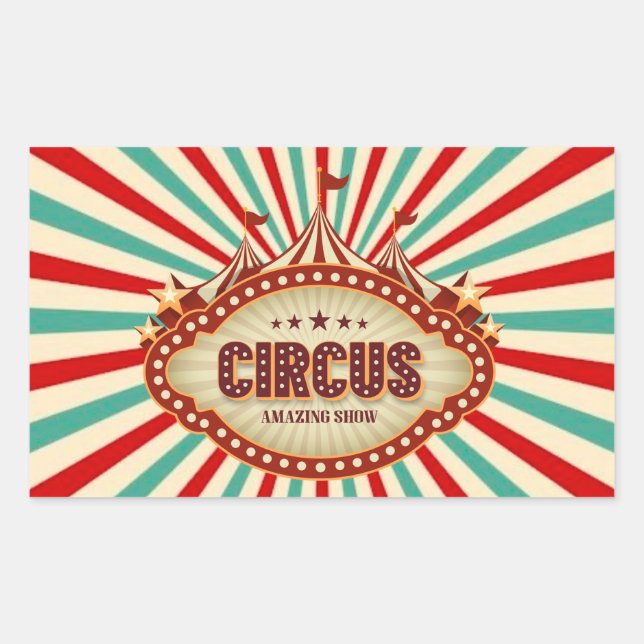 Greatest Show On Earth Circus Kids Birthday Party Rectangular Sticker (Front)