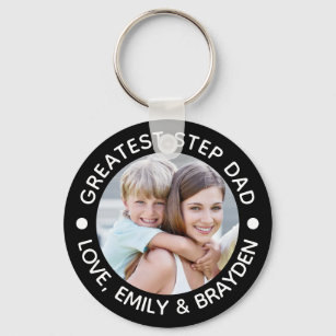 GREATEST STEP DAD Photo Your Colour Personalised Key Ring