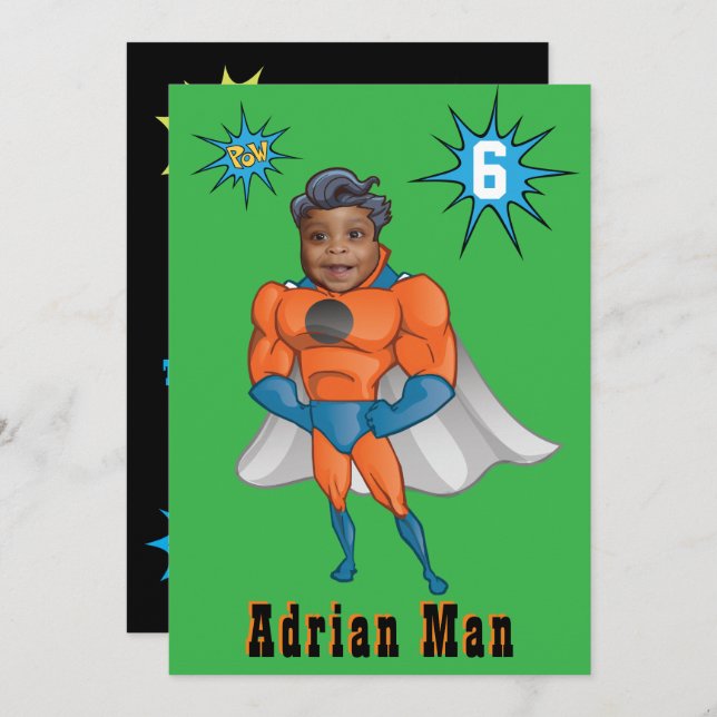 Greatest Superhero Awesome Comic Birthday Kid's Invitation (Front/Back)