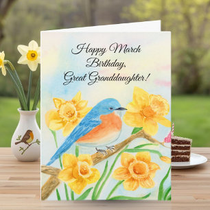 GreatGranddaughter Happy March Birthday Blue Bird  Card