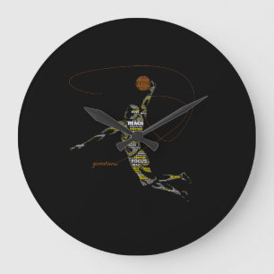 Greatness Basketball Motivational Word Art T-Shirt Large Clock