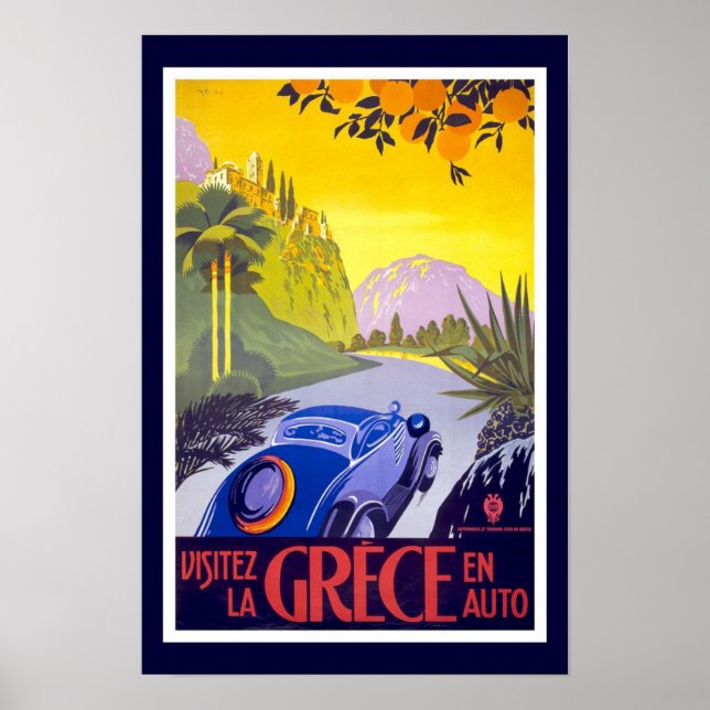 Grece Vintage Travel Poster (Front)