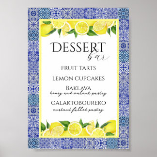 Grecian Blue and Lemon Dessert Bar Poster