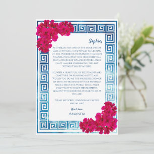 Grecian Elegance Pink Will You Be My Bridesmaid  Holiday Card