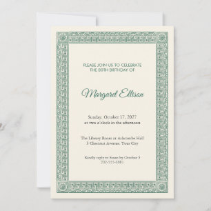 Grecian Meander 80th Birthday Invitation