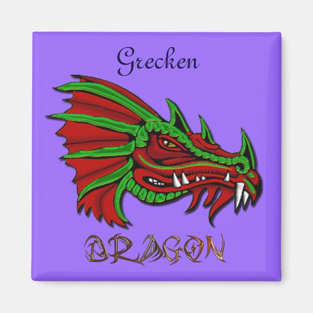 Grecken the Mystical Dragon Fantasy Art Magnet (Front)