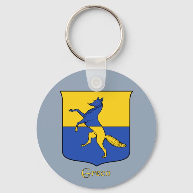 Greco Italian Surname Historical Shield Key Ring (Front)
