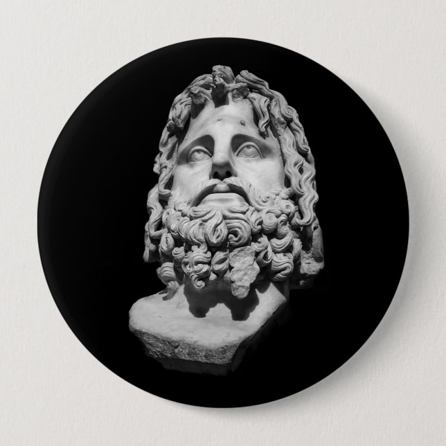 Greco Roman Bust 10 Cm Round Badge (Front)