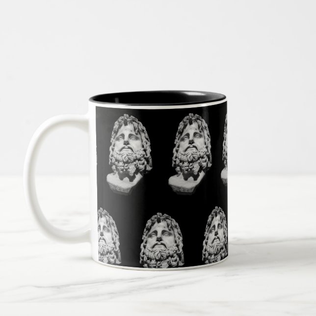 Greco Roman Bust Two-Tone Coffee Mug (Left)