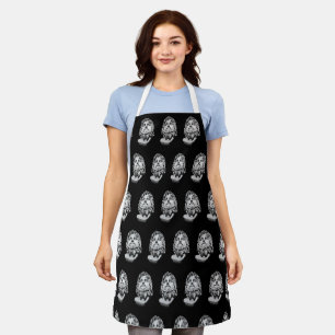 Greco Roman Marble Bust Classical Black and White  Apron