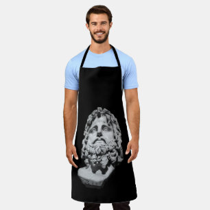 Greco Roman Marble Bust Classical Black and White Apron