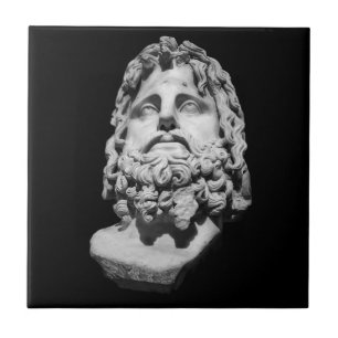 Greco Roman Marble Bust Classical Black and White Ceramic Tile