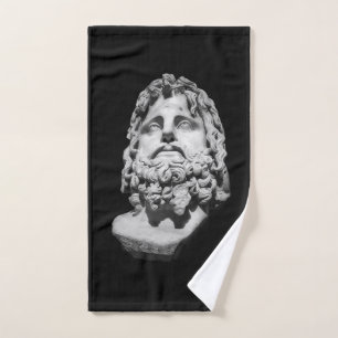 Greco Roman Marble Bust Classical Black and White Hand Towel