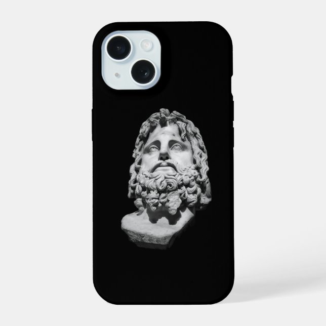 Greco Roman Marble Bust Classical Black and White  iPhone 15 Case (Back)