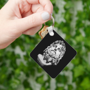 Greco Roman Marble Bust Classical Black and White Key Ring