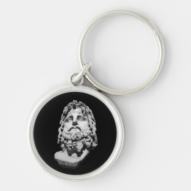 Greco Roman Marble Bust Classical Black and White  Key Ring (Front)