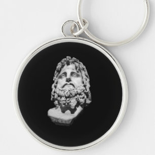 Greco Roman Marble Bust Classical Black and White Key Ring