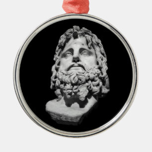 Greco Roman Marble Bust Classical Black and White Metal Ornament