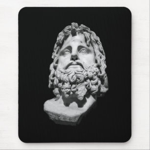 Greco Roman Marble Bust Classical Black and White Mouse Pad