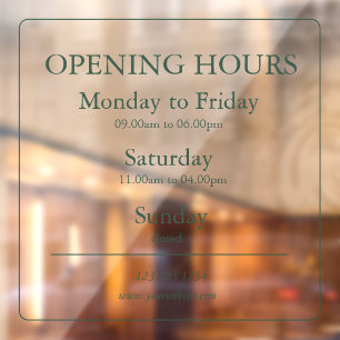 Gree Business Opening Hours Sign   Window Cling