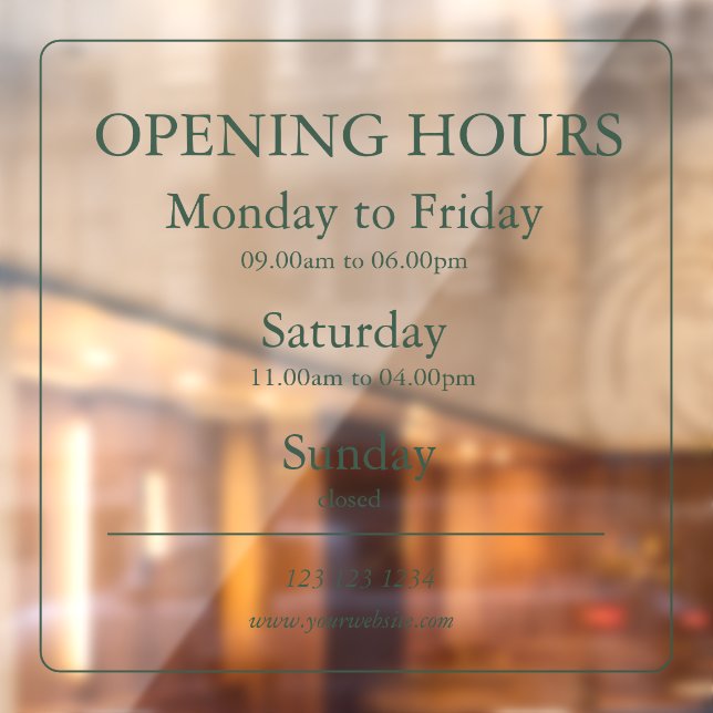 Gree Business Opening Hours Sign | Window Cling (Sheet 2)