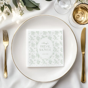 Gree Toile Floral Classic Bridal Shower Napkin