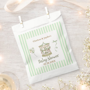 Gree Vintage Watercolor Horse Carousel Baby Shower Favour Bag