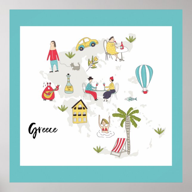 Greece Activities Map Poster (Front)