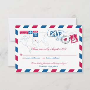 Greece Air Mail Wedding RSVP Card