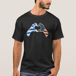 Greece American USA Flag USA Greek Heart T-Shirt