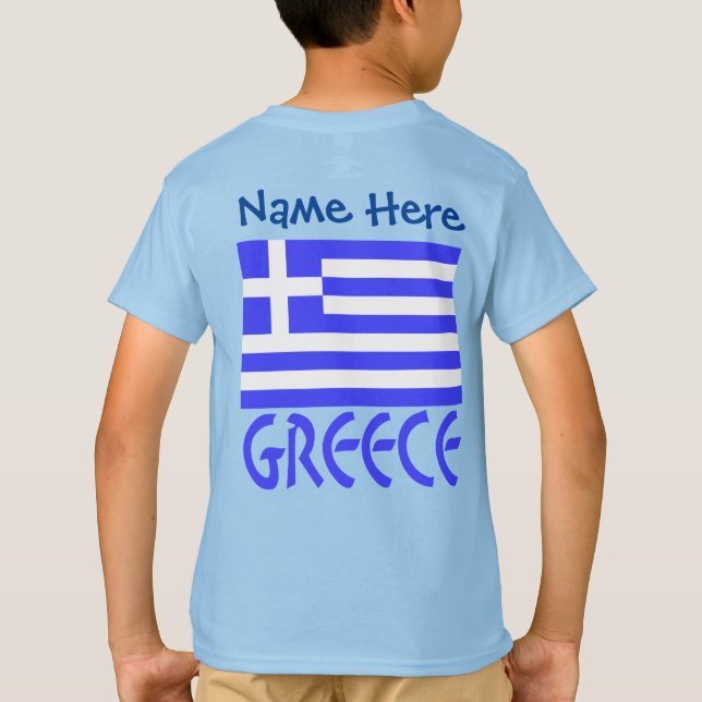 Greece and Greek Flag Blue Personalisation Boys T-Shirt (Back)