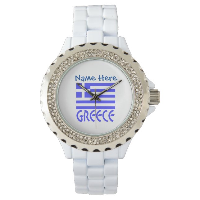 Greece and Greek Flag Blue Personalisation  Watch (Front)