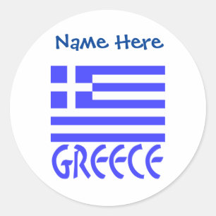 Greece and Greek Flag Personalised  Classic Round Sticker