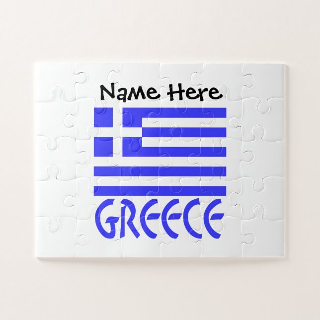 Greece and Greek Flag Personalised  Jigsaw Puzzle (Horizontal)