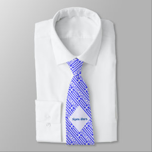 Greece and Greek Flag Tiled Blue Personalisation  Tie