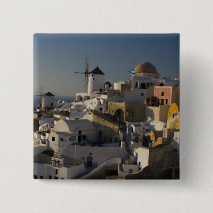 Greece and Greek Island of Santorini town of Oia 15 Cm Square Badge