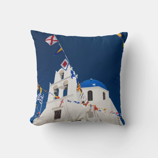 Greece and Greek Island of Santorini town of Oia 4 Cushion (Front)