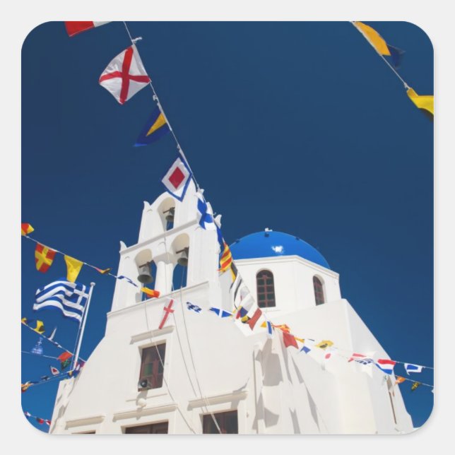 Greece and Greek Island of Santorini town of Oia 4 Square Sticker (Front)