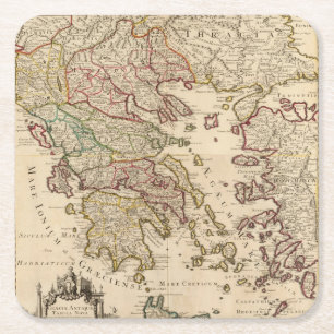 Greece and Macedonia Square Paper Coaster