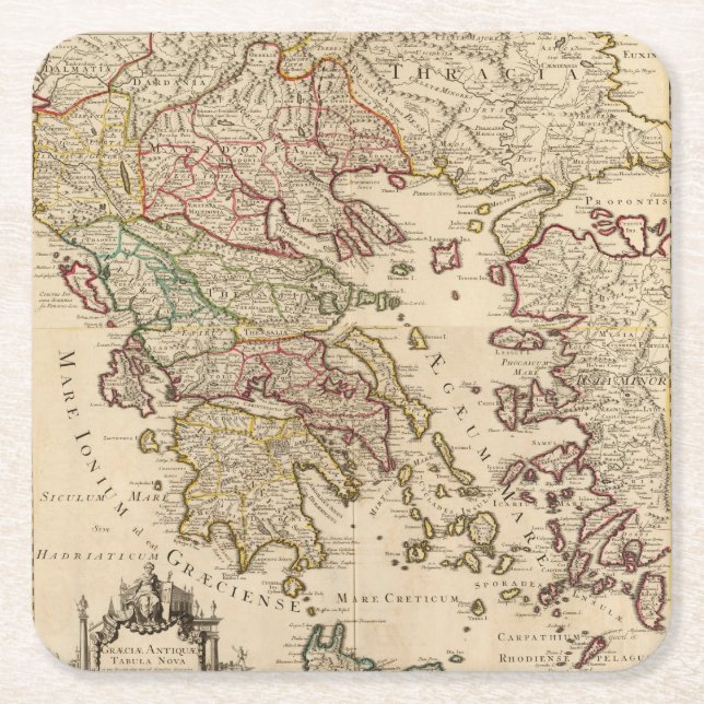 Greece and Macedonia Square Paper Coaster (Front)