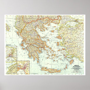 " Greece and the Aegean: 1958 detailed map ... Poster