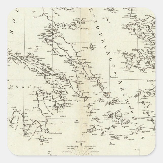 Greece and Turkey Engraved Map Square Sticker (Front)