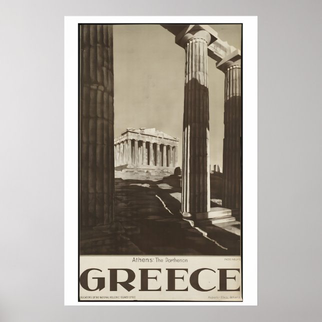 Greece Athens Parthenon Vintage Travel Poster (Front)