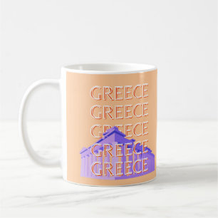 Greece, Athens Travel Art, Orange Coffee Mug