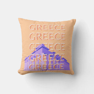 Greece, Athens Travel Art, Orange Cushion
