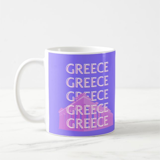 Greece, Athens Travel Art, Retro Travel Art Coffee Mug (Left)