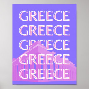 Greece, Athens Travel Art, Retro Travel Art Poster