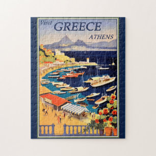 Greece Athens Travel Poster Jigsaw Puzzle
