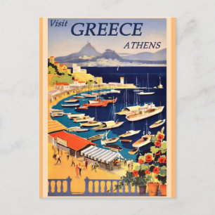 Greece Athens Vintage Travel  Holiday Postcard