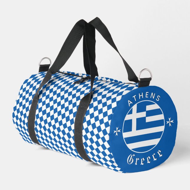 Greece Bag, gym, travel bag, Greek Flag Duffle Bag (Left Corner)